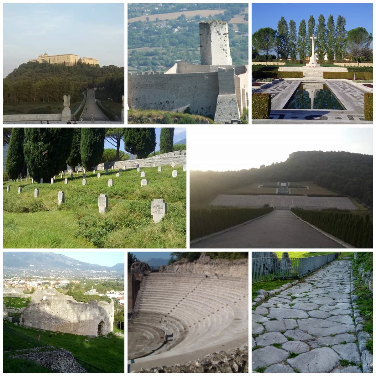 Collage di luoghi emblematici di Cassino